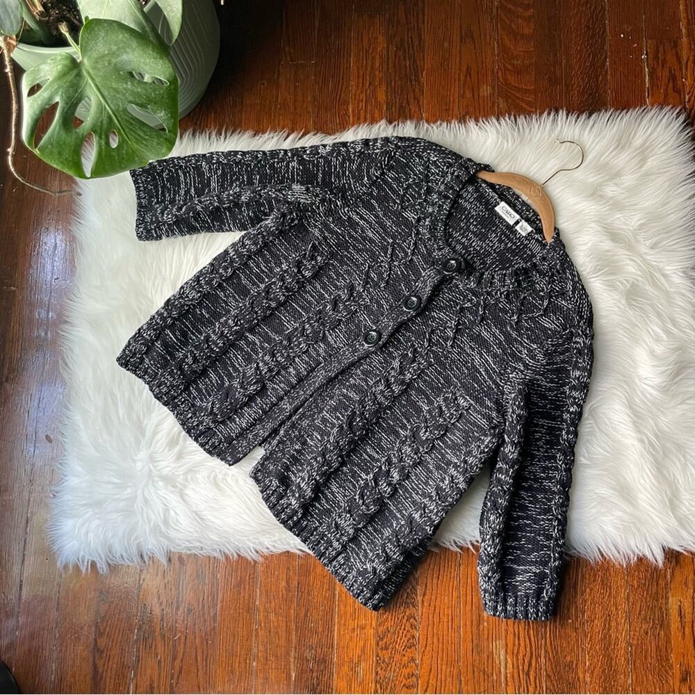 Cato Plus SIze Cardigan Sweater Black Heather Waist length, half sleeves